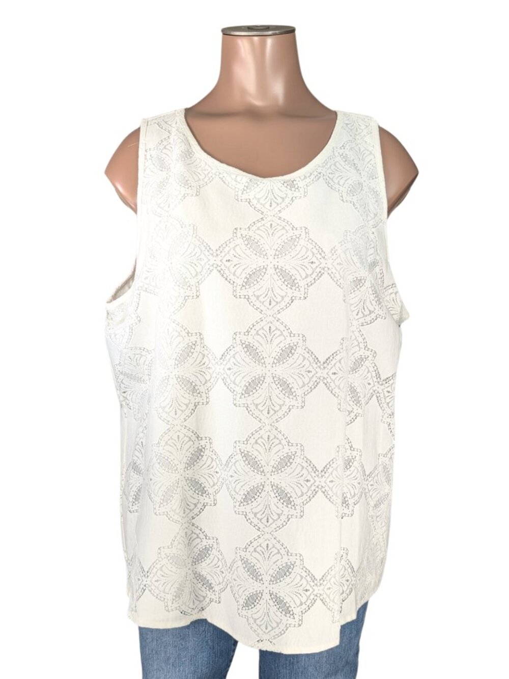 Vince Camuto Large NWT Ivory Lace Lined Sleeveless Pullover Blouse